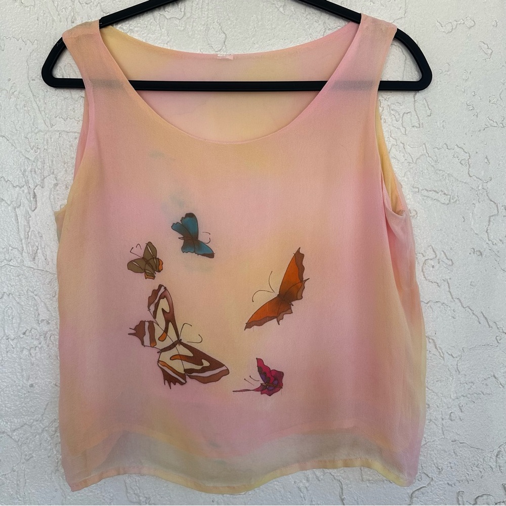 Y2K Fairy Top Women Medium  Barbie Boho Butterfly Tank‎ Whimsy